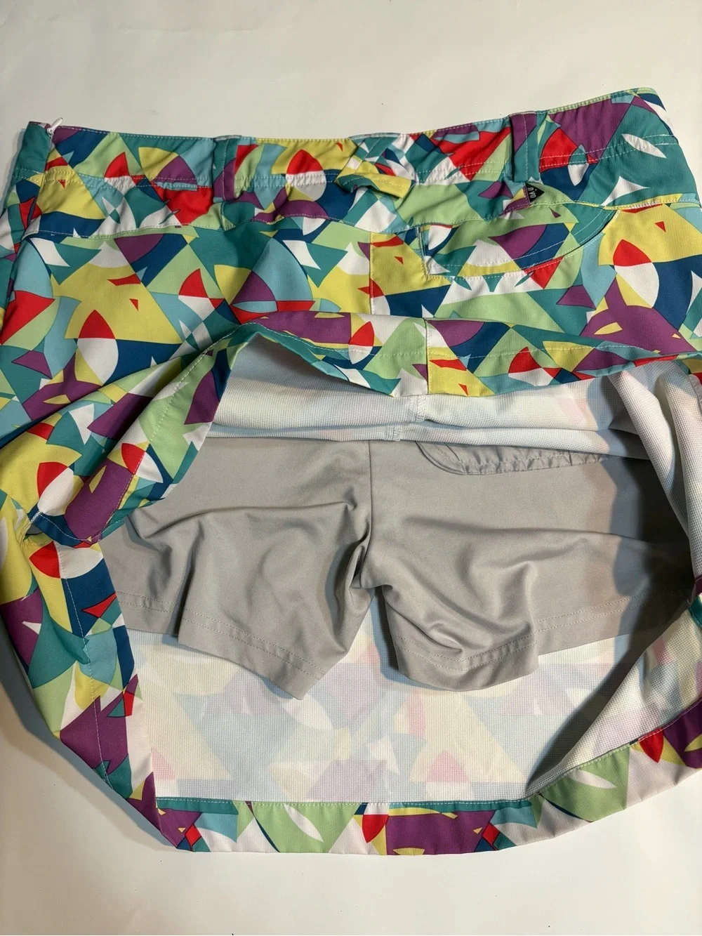 NVO by Lanctot women's geometric print golf skort with built-in shorts 10